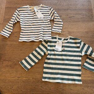 H&M  2 Pieces Size 2T  Boys - Striped Ribbed Stretch Long Sleeve Shirts  NWT